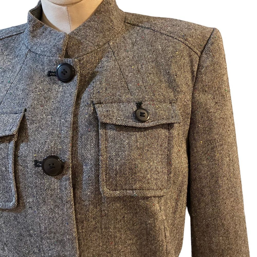 Style & Co blazer coat tweed wool blend metallic threads lined women’s size 12 - Picture 4 of 14
